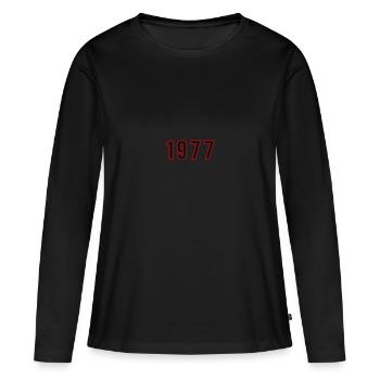 1977 Jahr Zahl - Frauen Premium Bio Langarmshirt - Schwarz - Vorne - Julia (174cm)