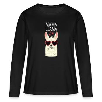 Mama Llama | Cute Mom Gift Design - T-shirt manches longues Premium bio Femme - noir - Devant - Julia (174cm)