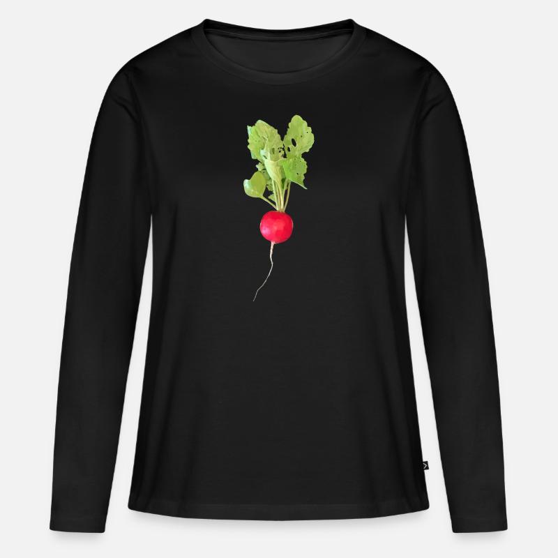 Radieschen - Frauen Premium Bio Langarmshirt - Schwarz