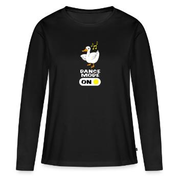 Ente tanzen Spruch Dance Mode On - Frauen Premium Bio Langarmshirt - Schwarz - Vorne - Julia (174cm)