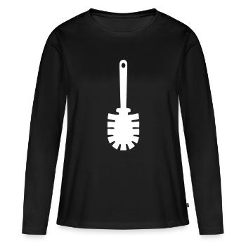 Icône de brosse toilette Nettoyage toilettes Nettoyage - T-shirt manches longues Premium bio Femme - noir - Devant - Julia (174cm)
