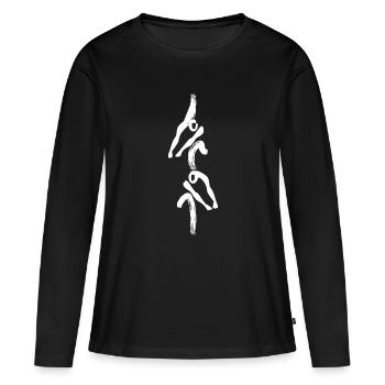 2- Ruderboot in Weiß - Frauen Premium Bio Langarmshirt - Schwarz - Vorne - Julia (174cm)