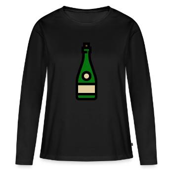 Verre à , vin mousseux, verre de - T-shirt manches longues Premium bio Femme - noir - Devant - Julia (174cm)