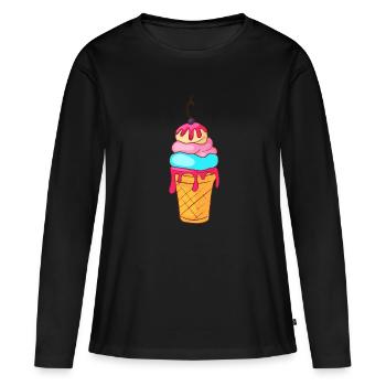 Crème glacée, crème glacée, crème glacée, crème glacée, boule, crème glacée, sundae - T-shirt manches longues Premium bio Femme - noir - Devant - Julia (174cm)