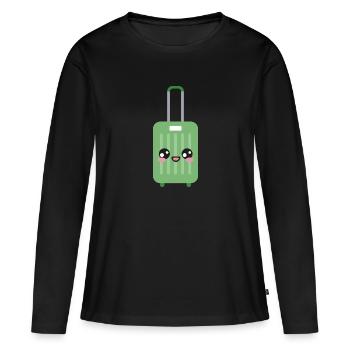 Valises de bagages Kawaii - T-shirt manches longues Premium bio Femme - noir - Devant - Julia (174cm)