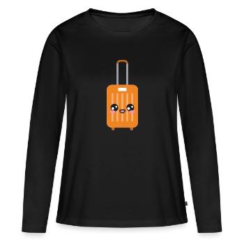 Valises en fer Kawaii - T-shirt manches longues Premium bio Femme - noir - Devant - Julia (174cm)