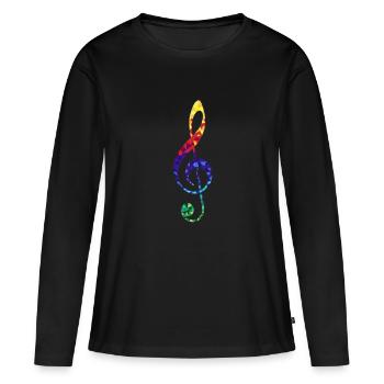 1990 - T-shirt manches longues Premium bio Femme - noir - Devant - Julia (174cm)