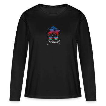 Azerbaïdjan - T-shirt manches longues Premium bio Femme - noir - Devant - Julia (174cm)