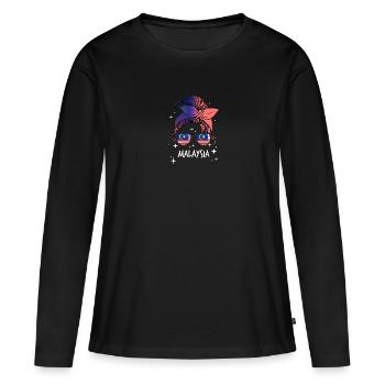Malaysia - Frauen Premium Bio Langarmshirt - Schwarz - Vorne - Julia (174cm)