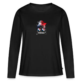 Panama - T-shirt manches longues Premium bio Femme - noir - Devant - Julia (174cm)
