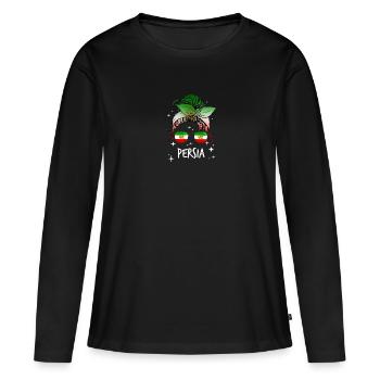 Perse - T-shirt manches longues Premium bio Femme - noir - Devant - Julia (174cm)