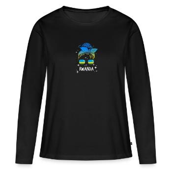 Rwanda - T-shirt manches longues Premium bio Femme - noir - Devant - Julia (174cm)