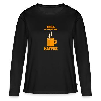 Kaffetasse Basil - Frauen Premium Bio Langarmshirt - Schwarz - Vorne - Julia (174cm)