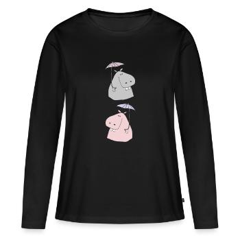 Mr. and Mrs. Nilpferd - Women's Premium Organic Long Sleeve Shirt - black - Front - Julia (174cm)
