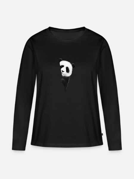 Casual Cool Panda Bear - Women's Premium Organic Long Sleeve Shirt - black