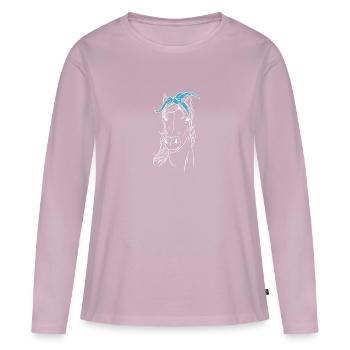 Équitation Sport équestre - T-shirt manches longues Premium bio Femme - rose poudré - Devant - Julia (174cm)