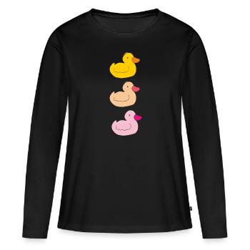 entchen bunt - Frauen Premium Bio Langarmshirt - Schwarz - Vorne - Julia (174cm)
