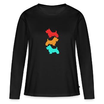 Terrier écossais - T-shirt manches longues Premium bio Femme - noir - Devant - Julia (174cm)