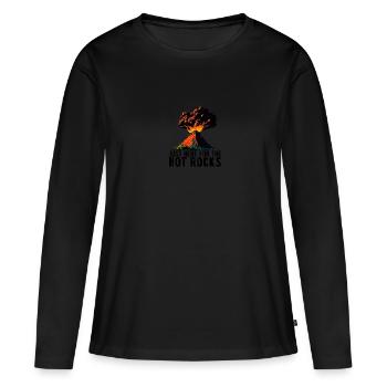 Volcano Lover Exploring Lava Geology - Frauen Premium Bio Langarmshirt - Schwarz - Vorne - Julia (174cm)
