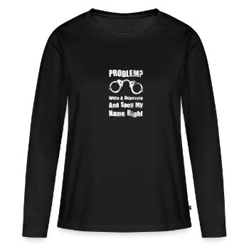 Gardien de prison Prison Police Cadeau - T-shirt manches longues Premium bio Femme - noir - Devant - Julia (174cm)