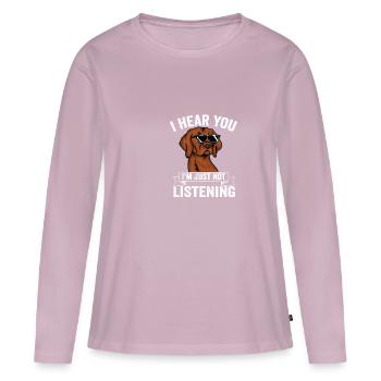 Vizsla amant mignon chien design - T-shirt manches longues Premium bio Femme - rose poudré - Devant - Julia (174cm)