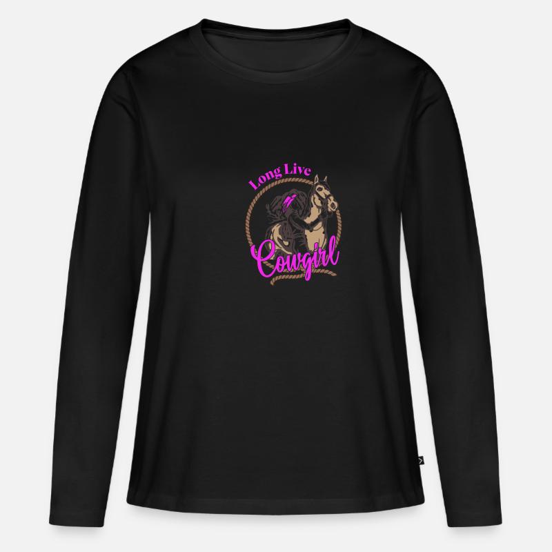 Lustige Quote Pferdbesitzer Mädchen Kuhmädchen Vin - Frauen Premium Bio Langarmshirt - Schwarz