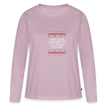 Gardez les cocktails coulant à flot Trin de Noël - T-shirt manches longues Premium bio Femme - rose poudré - Devant - Julia (174cm)