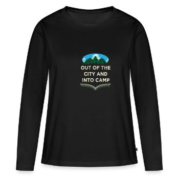 Depuis la ville Camping Forest Camper Jungle Wall - T-shirt manches longues Premium bio Femme - noir - Devant - Julia (174cm)
