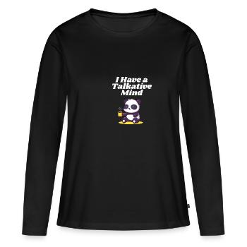 J’ai un bavard introverti - T-shirt manches longues Premium bio Femme - noir - Devant - Julia (174cm)