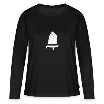 optimiste - T-shirt manches longues Premium bio Femme - noir - Devant - Julia (174cm)