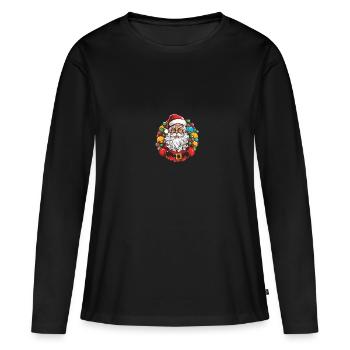 Père Noël Père Noël Père Noël - T-shirt manches longues Premium bio Femme - noir - Devant - Julia (174cm)
