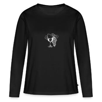 Verre à vin Raisins Vin - T-shirt manches longues Premium bio Femme - noir - Devant - Julia (174cm)