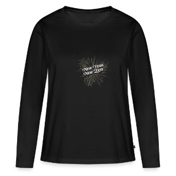 Neujahr Neues Essen Food Happy New Year Foodie Nye - Women's Premium Organic Long Sleeve Shirt - black - Front - Julia (174cm)
