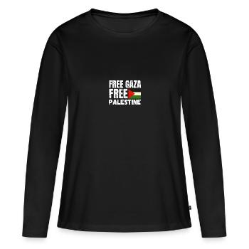 Free Palestine Free Gaza Cadeau - T-shirt manches longues Premium bio Femme - noir - Devant - Julia (174cm)