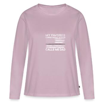 Drôle de dicton préféré poutre de prison - T-shirt manches longues Premium bio Femme - rose poudré - Devant - Julia (174cm)