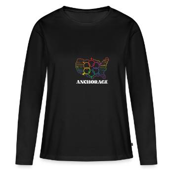 Anchorage Proud Flag Proud Month LGBTQ Flag LG - T-shirt manches longues Premium bio Femme - noir - Devant - Julia (174cm)