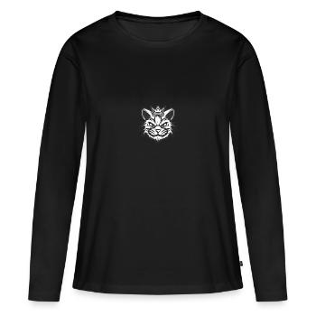 Couronne de tête de chat - T-shirt manches longues Premium bio Femme - noir - Devant - Julia (174cm)