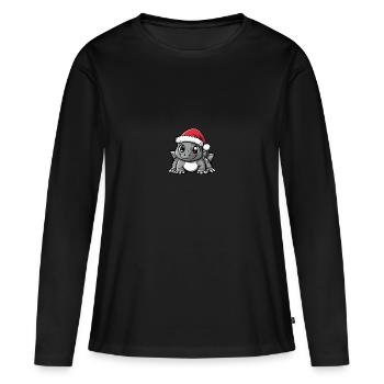 Dinosaure Stegosaurus Noël Mignon - T-shirt manches longues Premium bio Femme - noir - Devant - Julia (174cm)