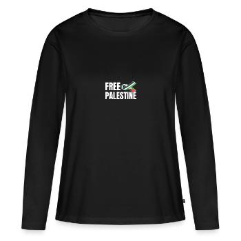 Free Palestine Palestine Paix - T-shirt manches longues Premium bio Femme - noir - Devant - Julia (174cm)