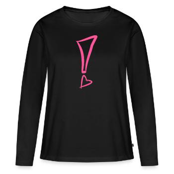 Point d'exclamation avec coeur - T-shirt manches longues Premium bio Femme - noir - Devant - Julia (174cm)