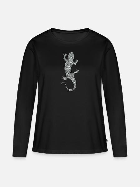 Eidechse - Frauen Premium Bio Langarmshirt - Schwarz