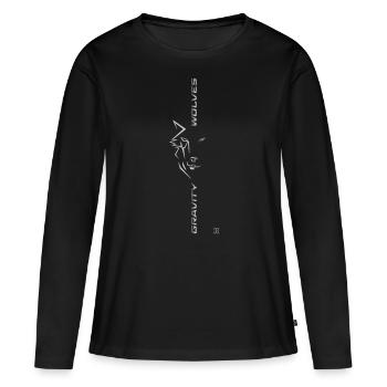 gravity wolves centered half sided reverse - Frauen Premium Bio Langarmshirt - Schwarz - Vorne - Julia (174cm)