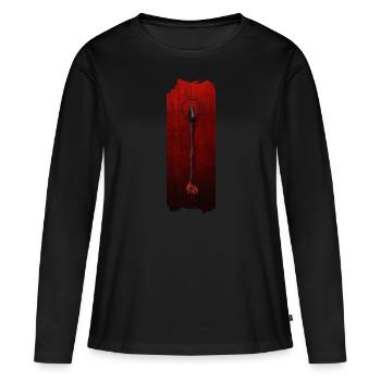 Piercing-Präzision: Pfeil - Frauen Premium Bio Langarmshirt - Schwarz - Vorne - Julia (174cm)