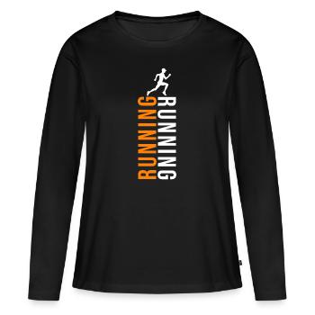Running gift idea, running, sport, sportsman - Women's Premium Organic Long Sleeve Shirt - black - Front - Julia (174cm)