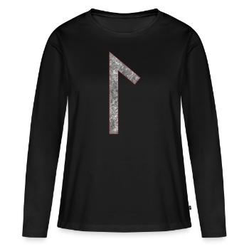 Rune Laguz L - T-shirt manches longues Premium bio Femme - noir - Devant - Julia (174cm)