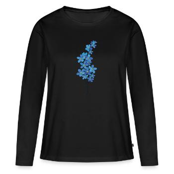 Fleur bleue - Belle fleur - Belles fleurs - Fleur - T-shirt manches longues Premium bio Femme - noir - Devant - Julia (174cm)