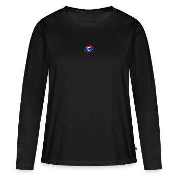 Laos Flag Country Native Ancestry Pride Womens - Women's Premium Organic Long Sleeve Shirt - black - Front - Julia (174cm)