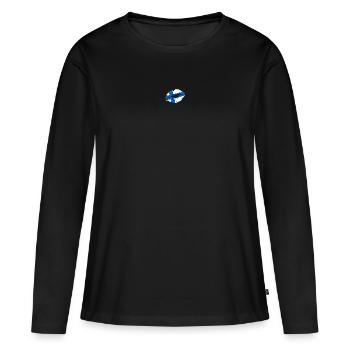 Drapeau de la Finlande Drapeau Pays Ascendance autochtone Finnois - T-shirt manches longues Premium bio Femme - noir - Devant - Julia (174cm)