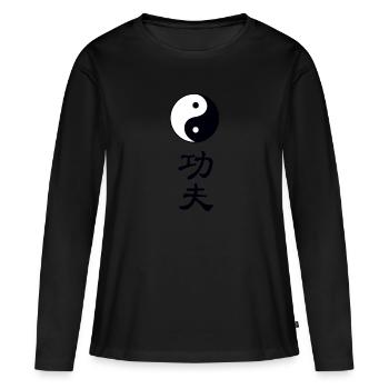 tao kung fu - T-shirt manches longues Premium bio Femme - noir - Devant - Julia (174cm)