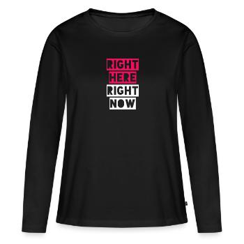 ICI ET MAINTENANT - T-shirt manches longues Premium bio Femme - noir - Devant - Julia (174cm)